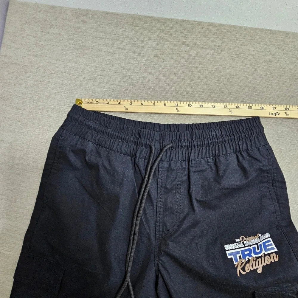 True Religion Mens Ripstop Jogger Pants Jet Black Cargo Graphic 700755 Size M‎